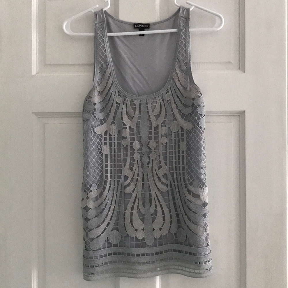 Express Metallic Embroidered Tank